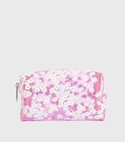 Skinnydip Bright Pink Ditsy Daisy Wash Bag